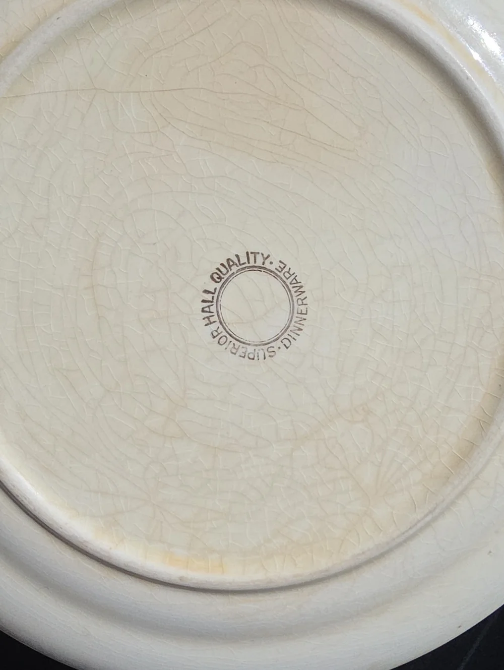 Cream Floral Ceramic Serving Bowl with Matching Plate 1940s -1960s